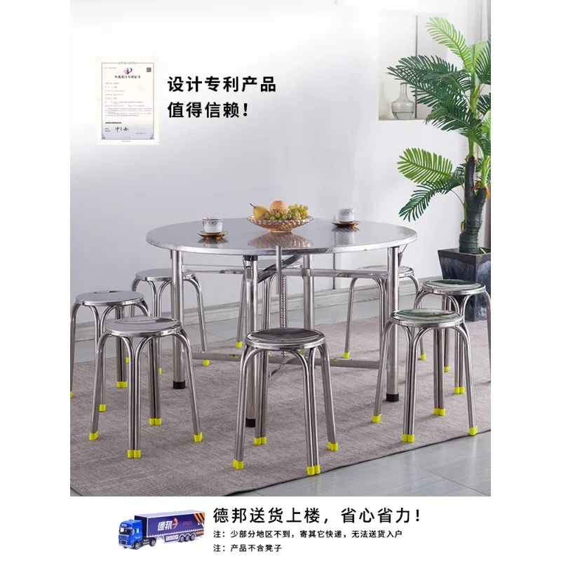 Stainless steel foldable large round  top eating round dining  household rural banquet round table turntable 10