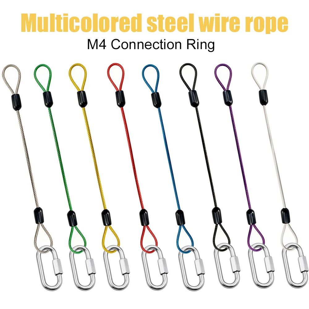 2mm Stainless Steel Wire Rope PVC Color Coated Cable with M4 Connection Ring Safety Rope fixing Sling Bicycle Widely Used