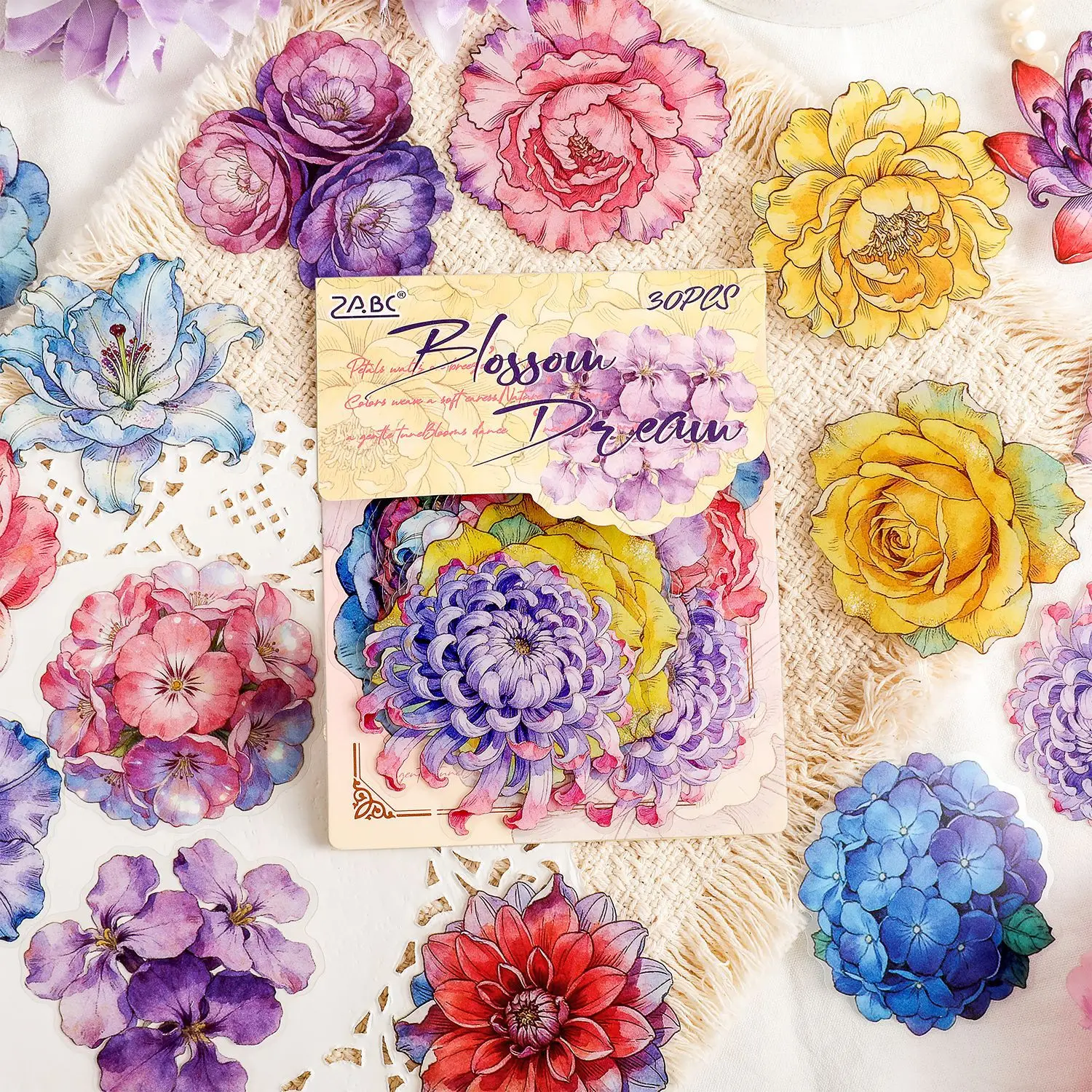 30pcs/pack Flower Dance Series Retro Ins Exquisite Flower PET Stickers DIY Diary Scrapbook Aesthetic Decoration Stickers