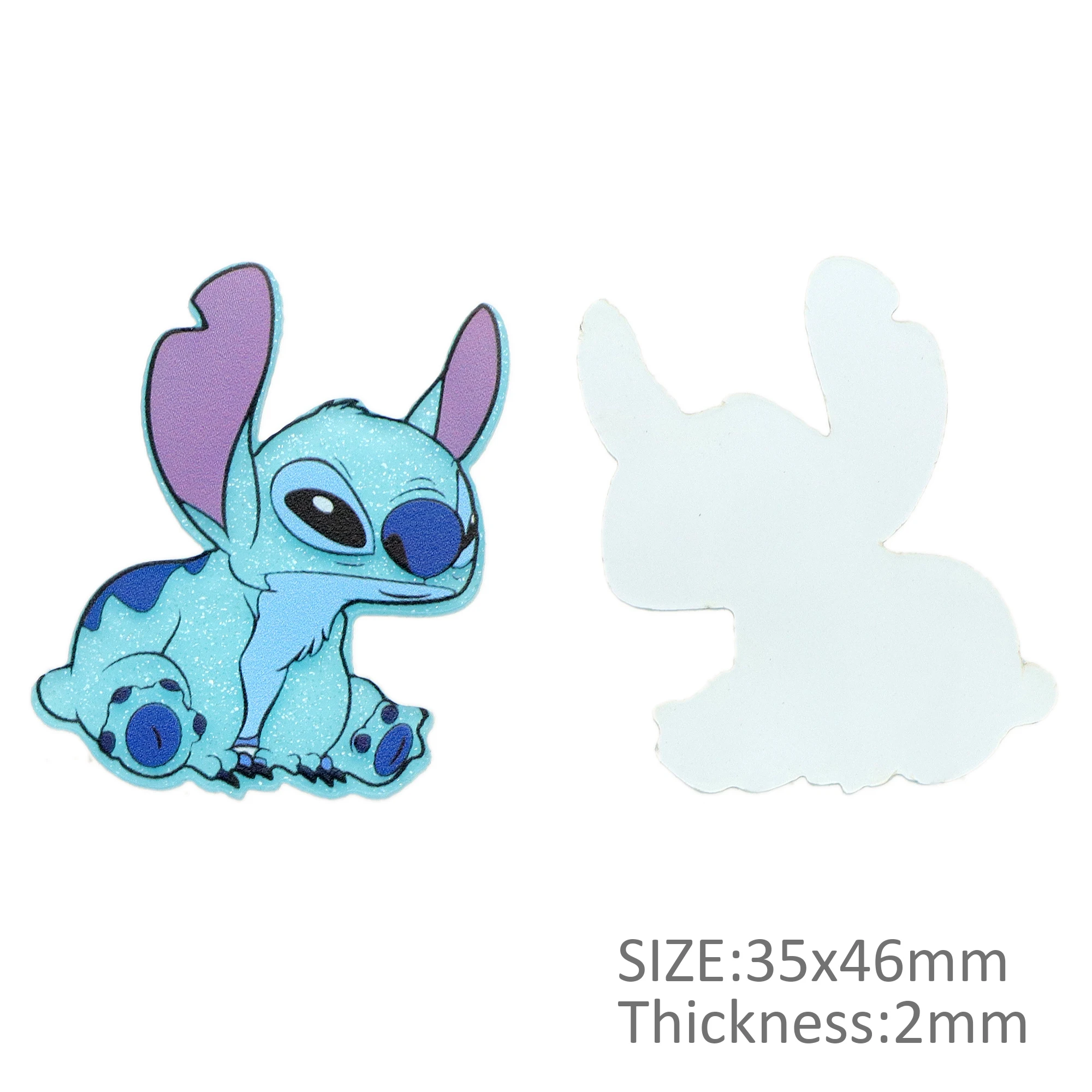 Disney Stitch Blue Base Glitter Acrylic Flatback Planar Resin Craft Supplies Cabochon Scrapbook DIY Hair Bow Bag Material