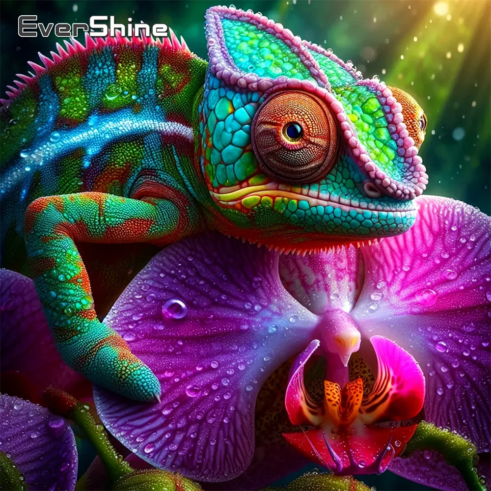 

Алмазная вышивка EverShine «Хамелеон» с полной выкладкой, картина DIY с животными, мозаика из страз, цветы, декор для дома