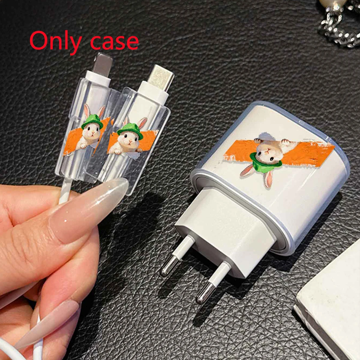 3PCS Rabbit Protective Case Compatible with IPhone18/20W EU Fast Chargers Covering Cable Protectors Case Chargers Protectors