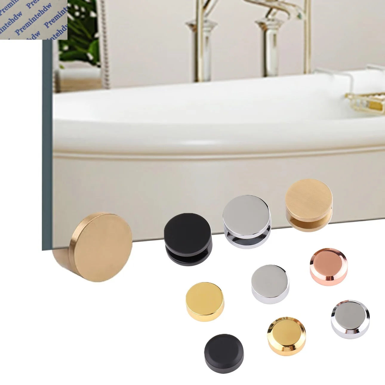 4Pcs Brass Wall Mount Mirror Glass Clip Bracket Round Bevel Edge Rose Gold Matte Black Shiny Chrome