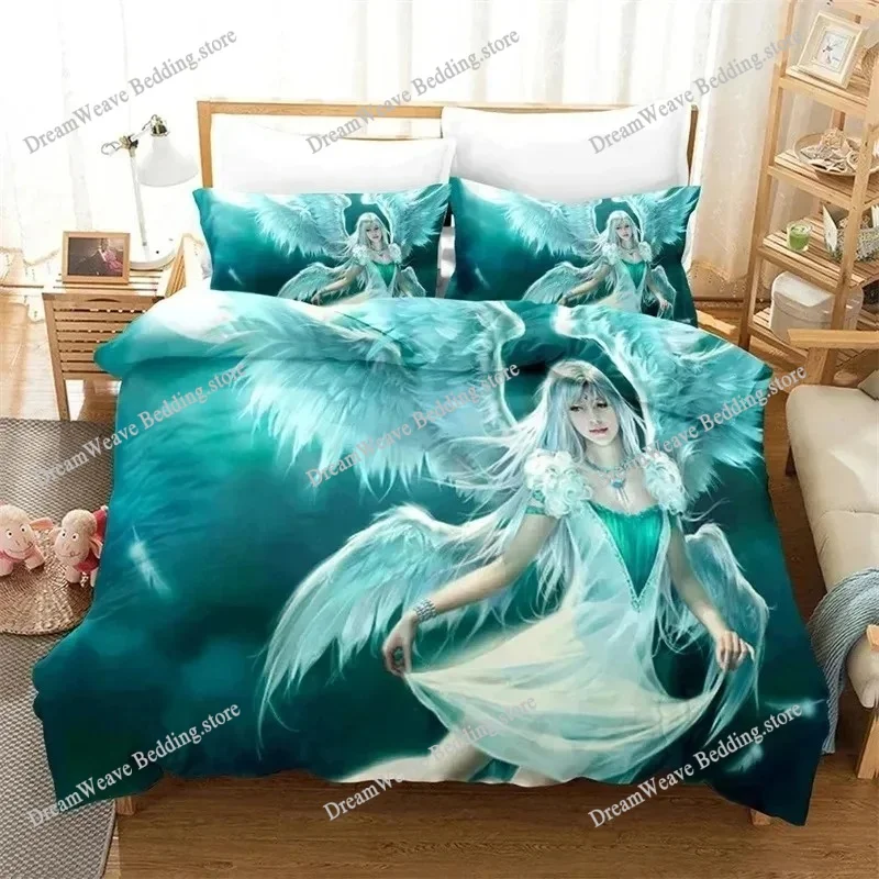 

3D Print Angel Bedding Set,Duvet Cover Comforter Bed Set Quilt Cover Pillowcase,King Queen Twin Size Boys Girls Adults