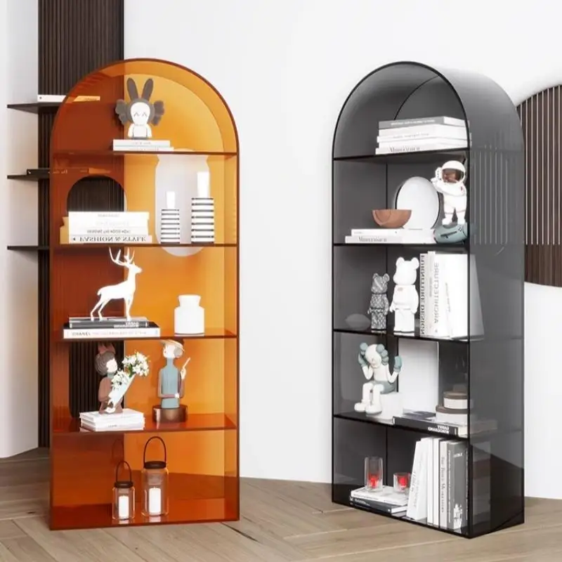 

Nordic acrylic multi-grid bookshelf arched shelf living room creative floor multi-layer wall children's simple bookcase