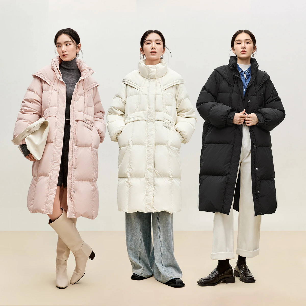 SENTUBILA أنيقة أسفل سترة المرأة 2025 شتاء جديد دافئ طويل أسفل معاطف الصلبة يندبروف مقنعين معطف منتفخ الإناث W44Y56062 #3