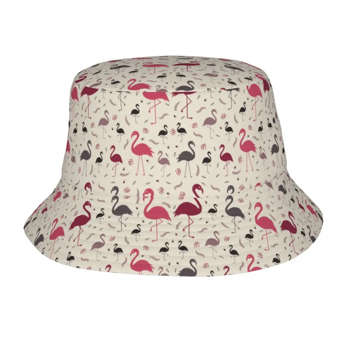 Flamingo Bird Pattern In Pastel Bucket Hats Women Men Unisex Fashion Summer Fisherman Cap