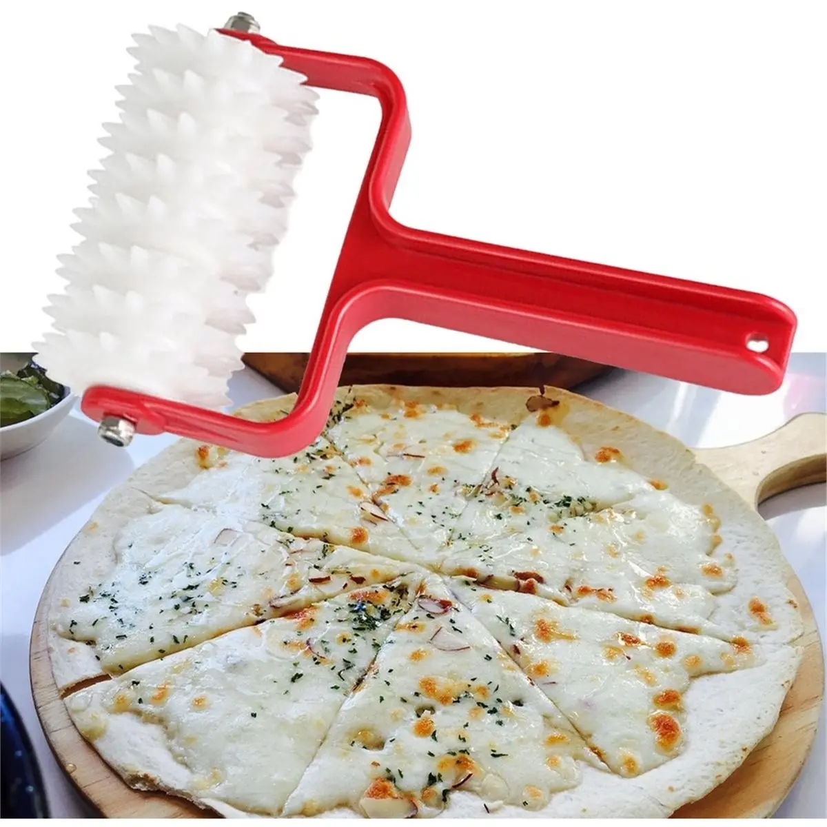 Pizza Dough Docker Roller Dough Holes Maker Pizza Rolling Pin Pastry Roller with Spikes for Cookie Dumpling