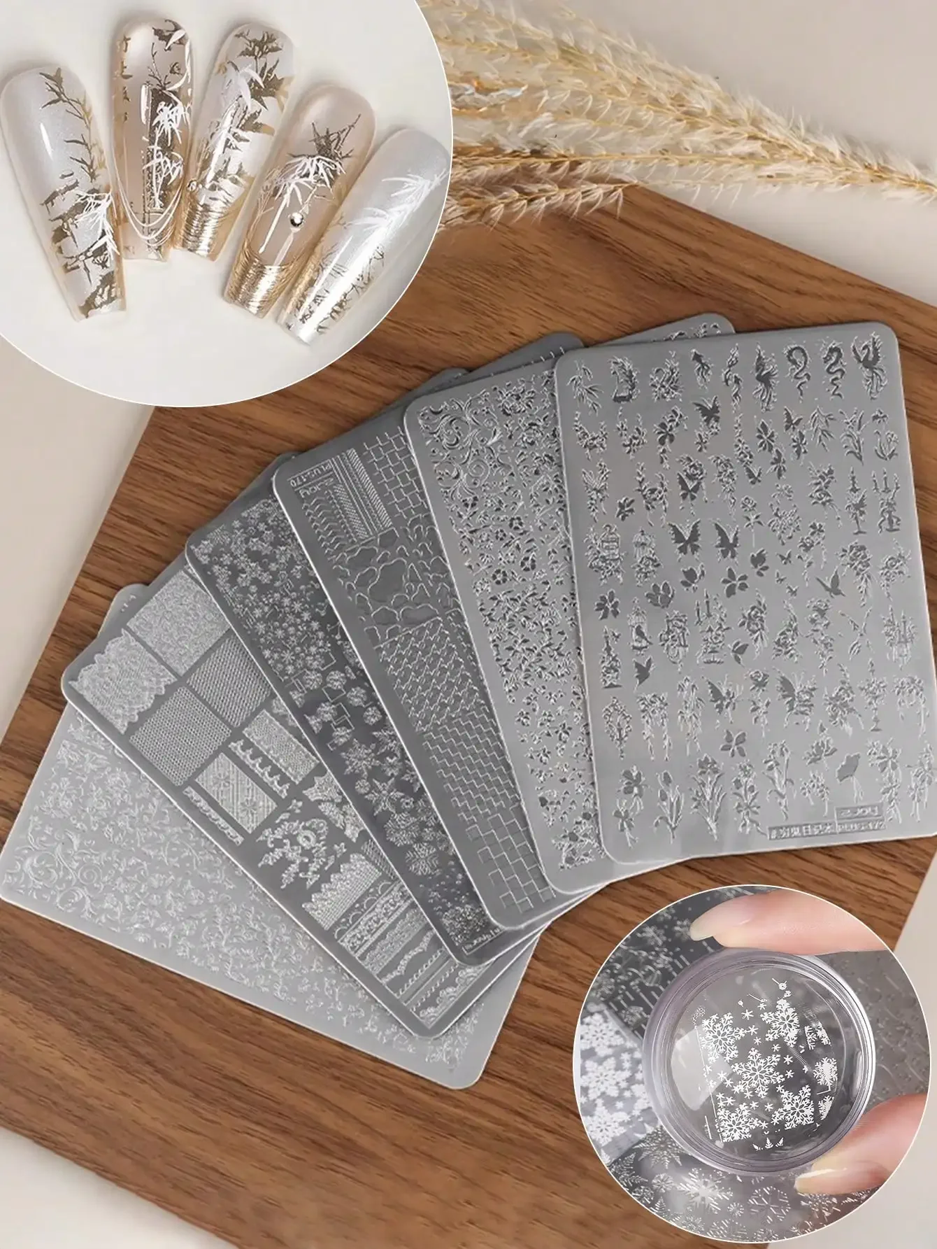 

1pc Vintage Chinese Floral & Butterfly Lace Nail Stamp Plate - Stainless Steel Stamping Tool For Gel Polish Designs, French Manicure Kit With Retro Patterns