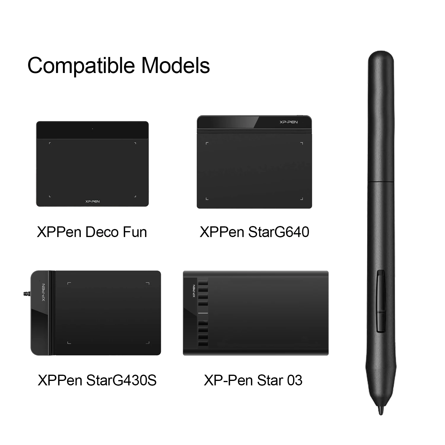 PN01 Battery-Free Passive Stylus for XP-Pen / Ugee Graphic Tablet Star03/Star06/StarG430S/StarG640/Deco Fun