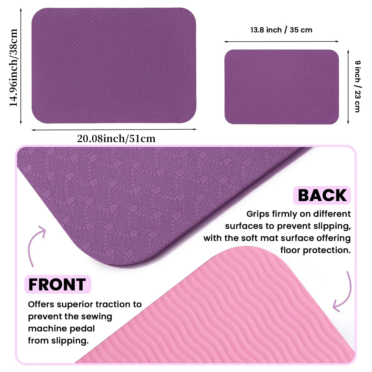 Sewing Machine Muffling Mat Foot Pedal Mat Reduce Vibrations Noise Non Slip Sewing Machine Mat for Quilting Embroidery 2 Sizes