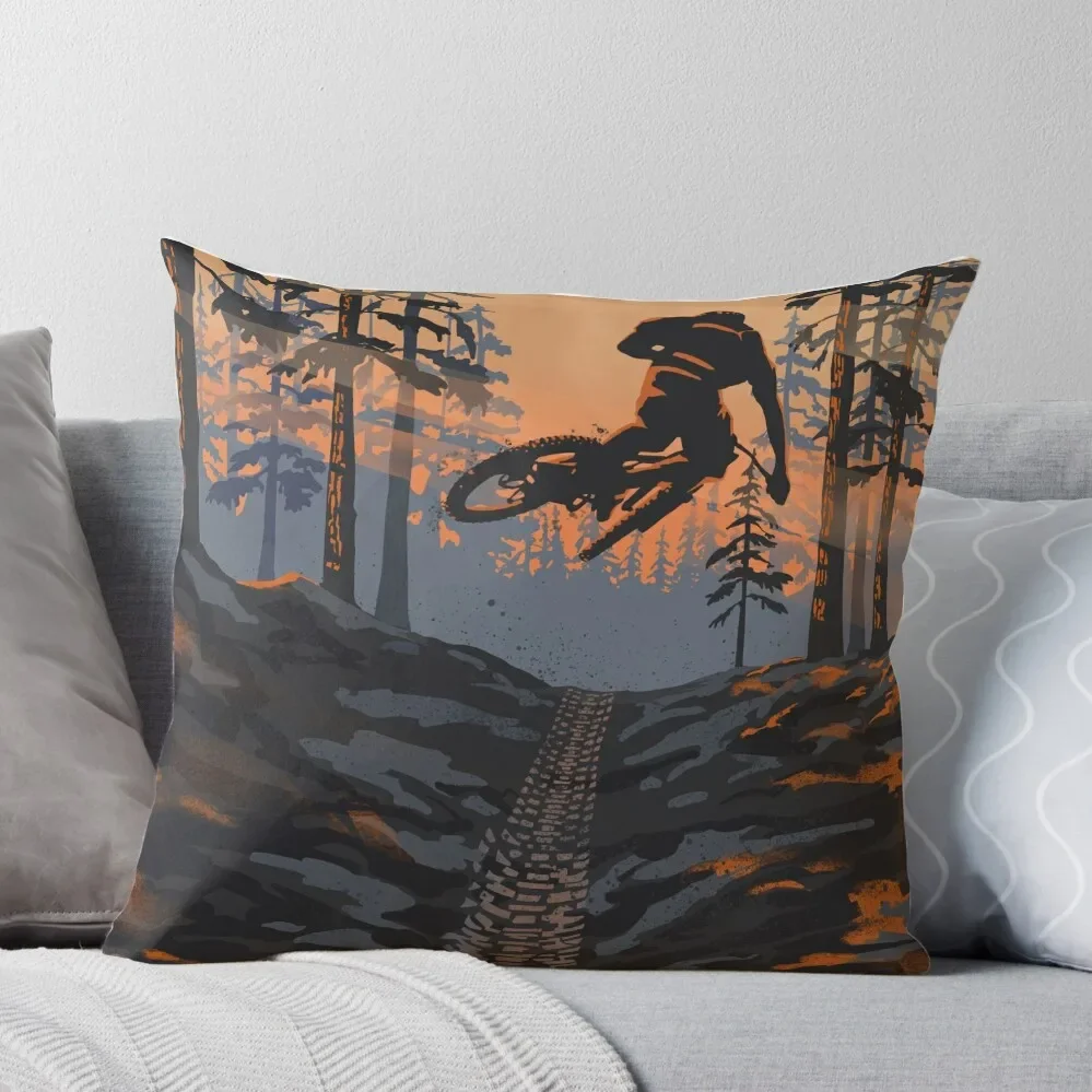 Retro styled mountain biking dirt jumper sunset Throw Pillow Rectangular Cushion Cover Decorative Cushions Sofa Cushions