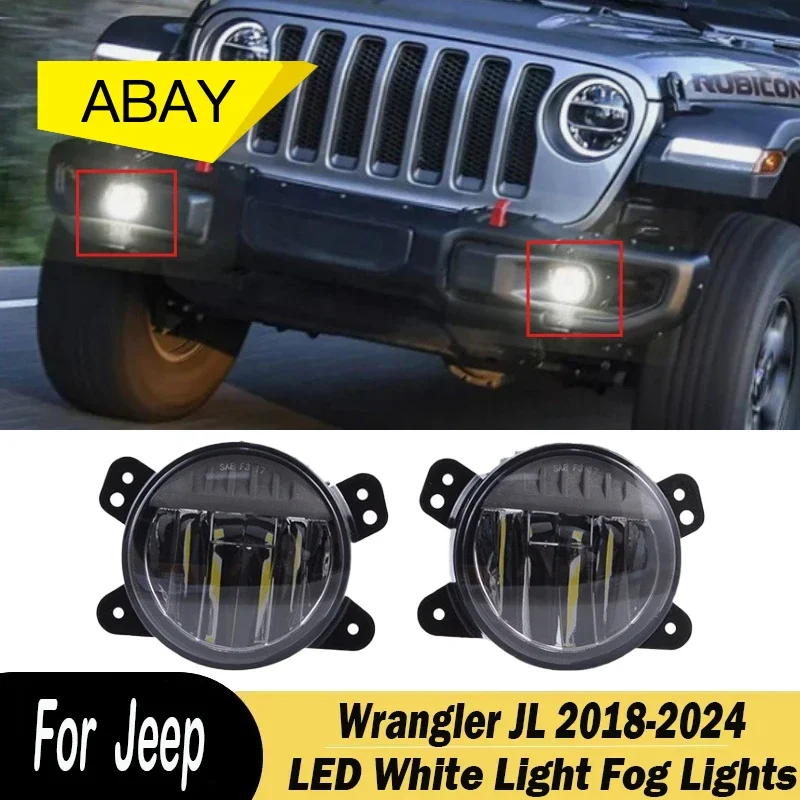 

For Jeep Wrangler JL 2018 2019 2020 2021 2022 2023 2024 Car Front Bumper LED White Light Fog Lights Car Accessories
