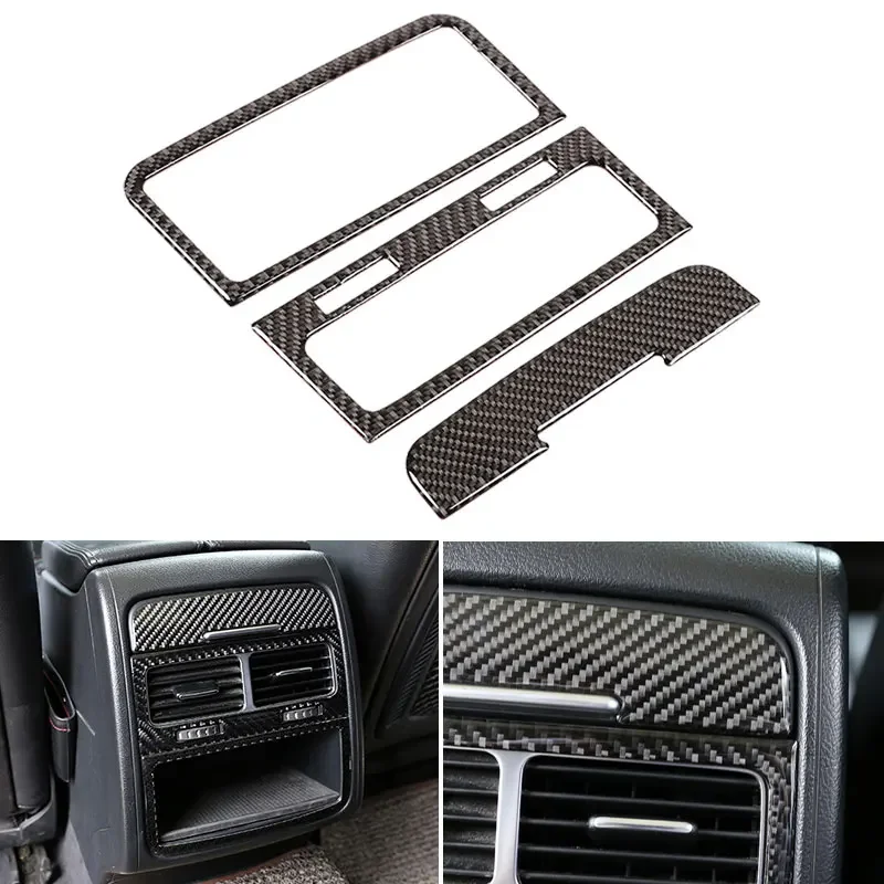 

Real Soft Carbon Fiber Car Styling Interior Rear Air Condition Air Outlet Vent Cover Sticker Trim For VW Touareg 2011 - 2018