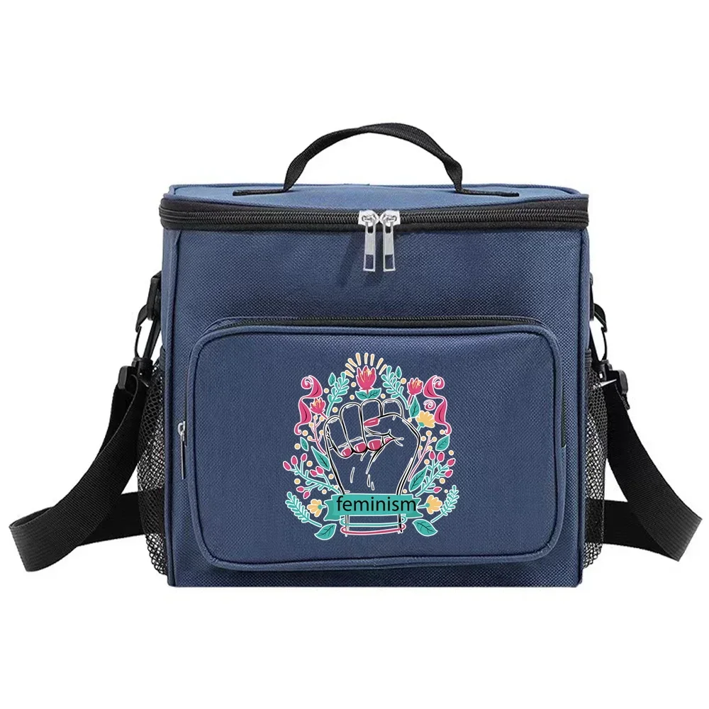 Student Lunch Box Portable Cooler Shoulder Lunch Bags Thermal Organizer Handbag Outdoor Camping Storage Boxes Color Pattern