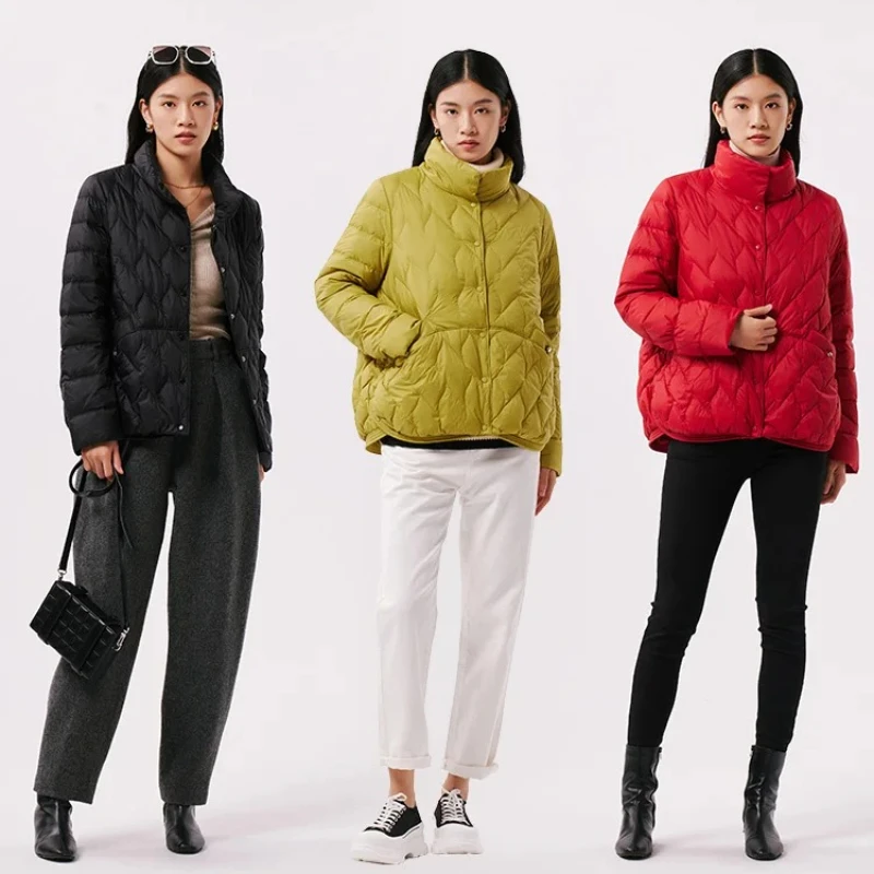 Vhericom レディース 軽量キルティングダウンジャケット スタンドカラー パファージャケット スナップ留め 防風カフス ダイヤモンドステッチ Y299051Y
