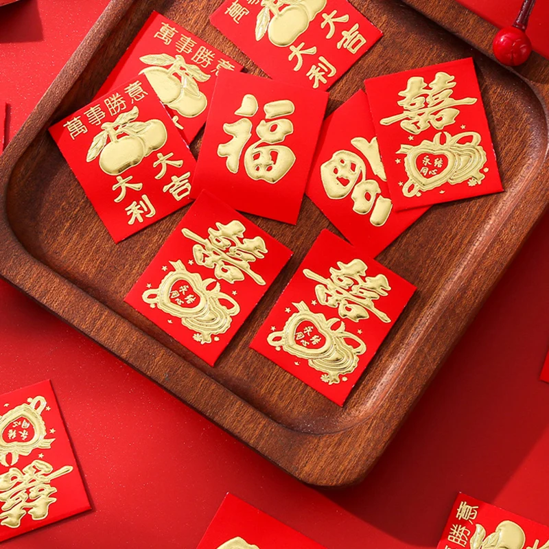 25-100Pc Mini Red Envelope Copper Money Hongbao Traditional Celebration Chinese New Year of Dragon Wedding Party Lucky Money Bag