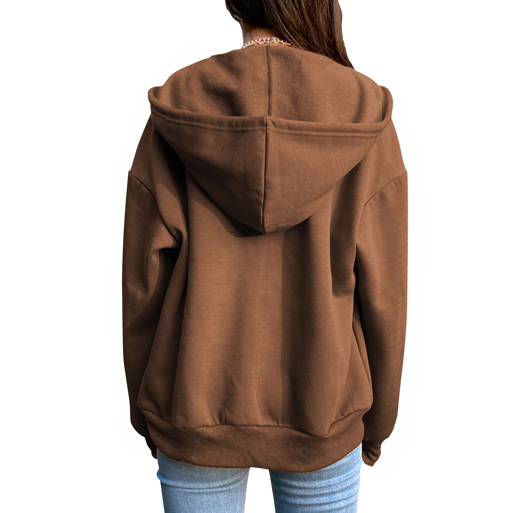 2024 Womens Sweatshirt Zipper Cardigan Hoodie Fashion Casual Versatile Solid Color Coat Fitness Sport Jogging Lady Top Clothing