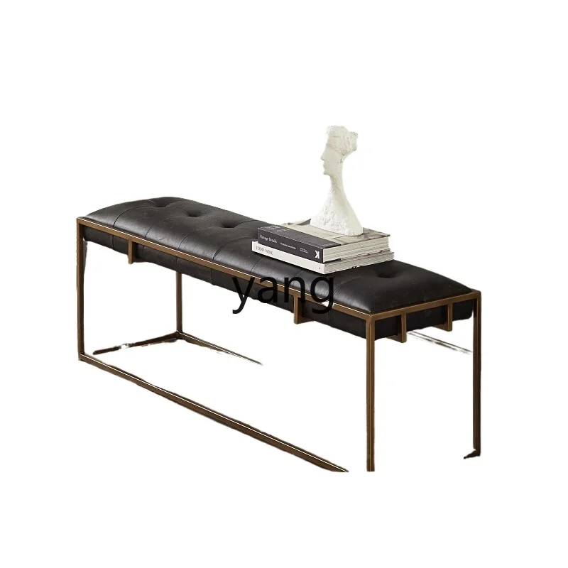 

Lmm long dining stool light luxury shoe change entrance household bedside wrought iron soft bag stool