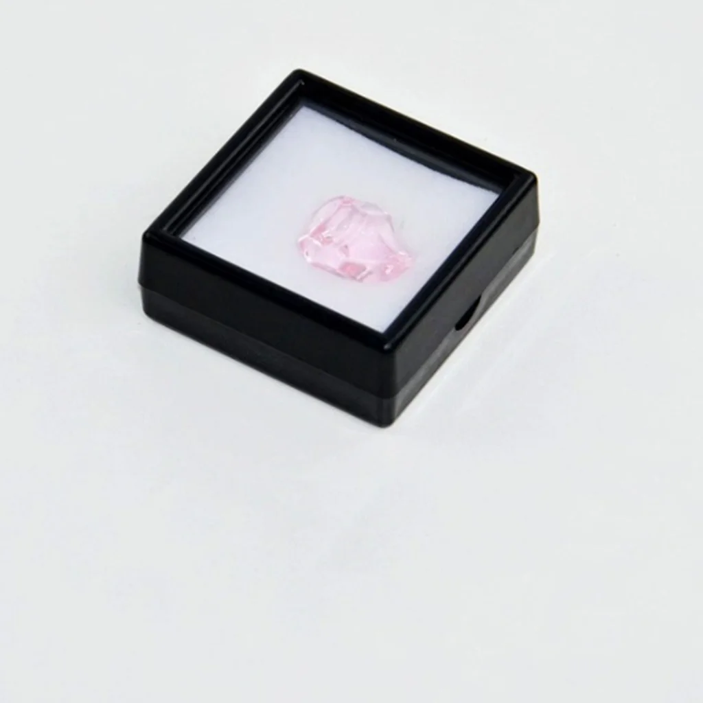 50PCS Square 40*40mm Bare Diamond Acrylic Display Jewelry Storage Gift Gemstone Box White Black Soft Sponge Cushion Loose Case