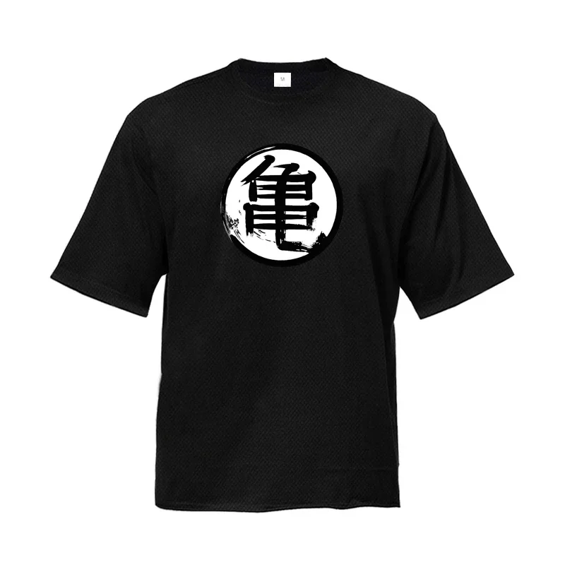 

Летняя мужская свободная футболка для бега в стиле японского аниме «Черепаха», сетчатая быстросохнущая футболка с коротким рукавом, спортивная одежда для спортзала и фитнеса, одежда большого размера