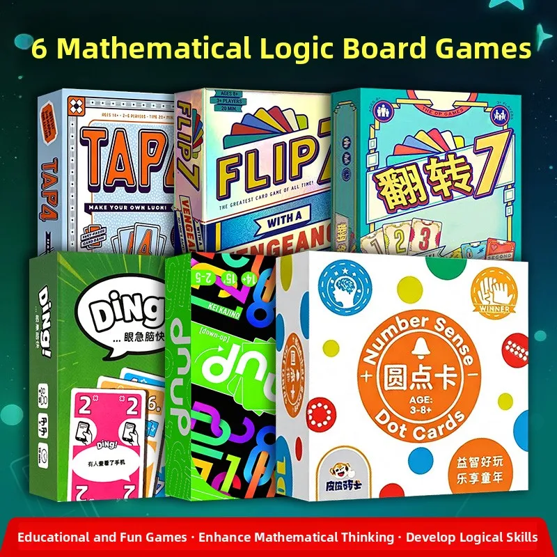 Flip7 Tabletop Card Game Party Stress Relief Math Logic round Dot Eye Quick Brain Game Easy Level for Children Ages 3-8