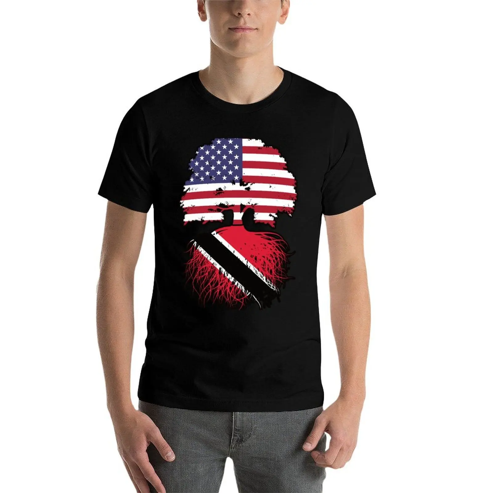 

Trinidad and Tobago Trinidadian American USA Tree Roots Flag T-Shirt t shirts for man graphic tees man tshirt T-Shirt