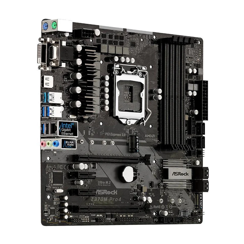 Imagem -04 - Asrock-placa-mãe Z370m Pro4 Placa-mãe Usada Micro-atx Ddr4 Suporte I78100 8600k