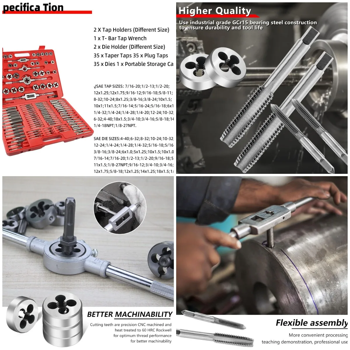 

110-Piece Tap and Die Set (SAE/Metric) with Storage Case