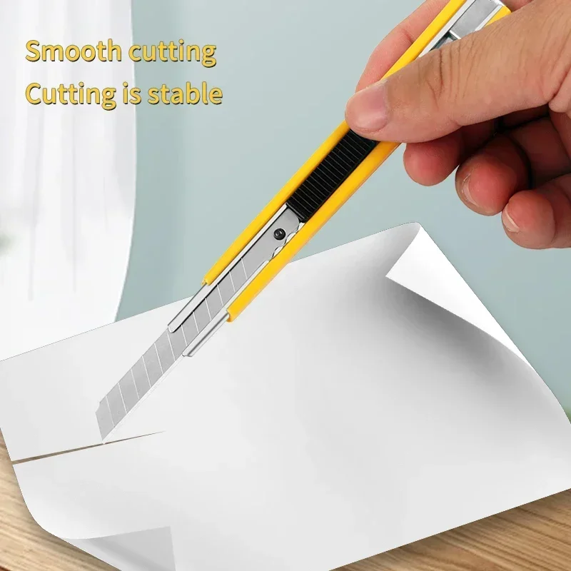 60Degree Retractable Box Cutter 9MM Blade Utility Knife Carbon Steel Self-Locking Design Cutting Tools Wallpaper Carton