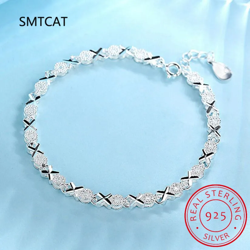 S925 Sterling Silver Korean Edition Trendy Simple and Personalized Creative XO Bracelet Temperament Bracelets Classic Jewelry
