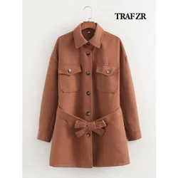 TRAF ZR Wool and Blends Coats Lady Trend 2024 Long New in Vintage Top Femme Chic Lady Comfortable Women's Luxury Casual coats