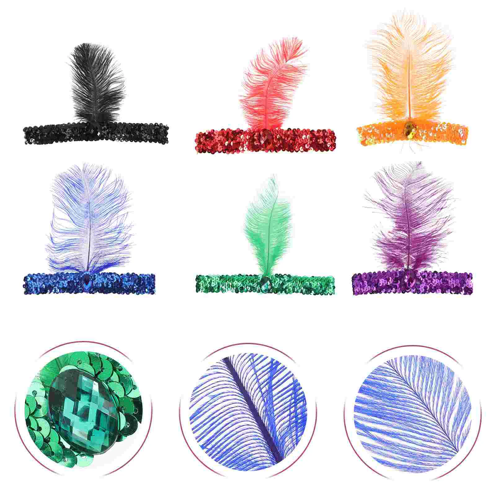 6 Pcs Carnival Headdress Decorative Hairband Plume Women Graceful For Party Costume Accessory