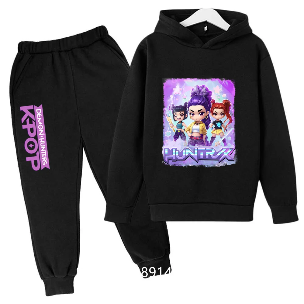

Kid Cloth KPop Demon Hunters Children's Hoodie Set with Boys' Casual Sports Shirt and Two Tone Girls' Soft and Comfortable Pants
