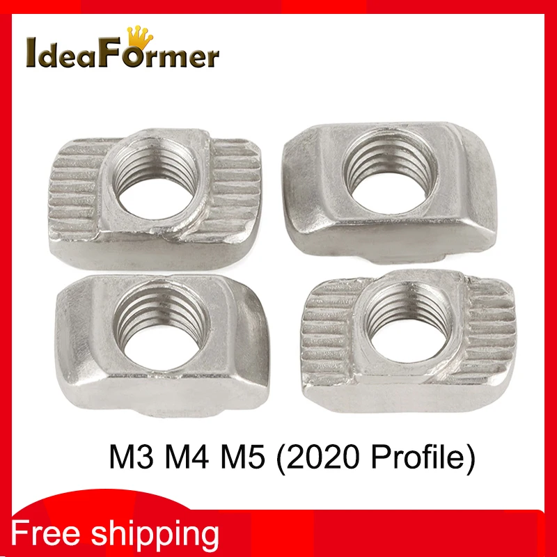50pcs M3/M4/M5*10*6 for 20 Series Slot T-nut Sliding T Nut Hammer Drop In Nut Fasten Connector 2020 Aluminum Extrusion