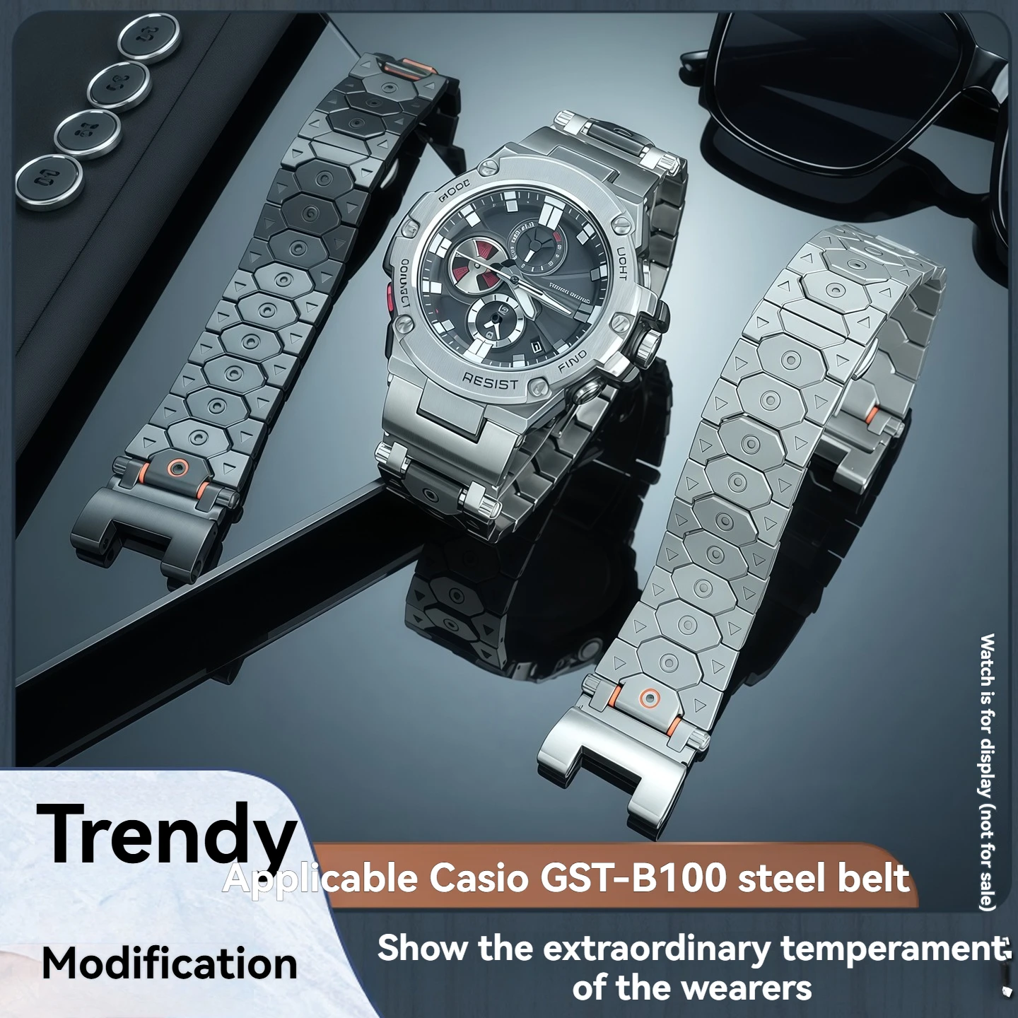

GST B100 Stainless Steel Watchband For Casio G-SHOCK GSTB100/T120/W300/S310/S110 Modified metal Watch Strap Bracelet