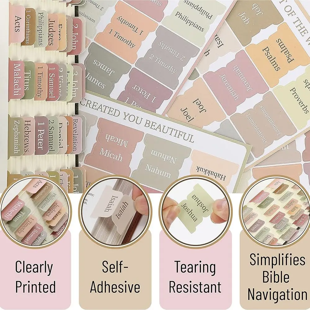 5Pcs Bible Tabs Book Classification Labels Multi-Color Note Paper Sticky Notes Office  School Supplies