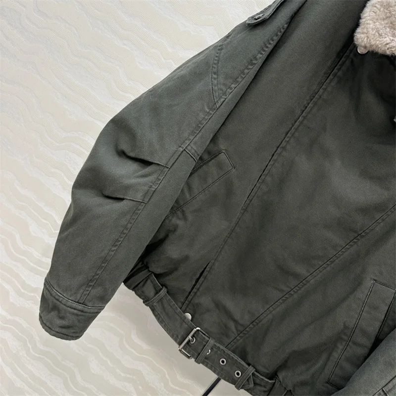 سترة نسائية سفلية 2026 ربيع جديد بياقة صوف الضأن سترة نسائية قابلة للفصل بطانة داخلية قابلة للفصل ، معطف سميك دافئ y2k