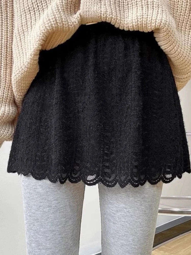 Lace Underwear Women's Autumn Winter Sweatshirt Sweater Butt Covering Leggings Layering Inner Wear Hip Covering Skirt Shield