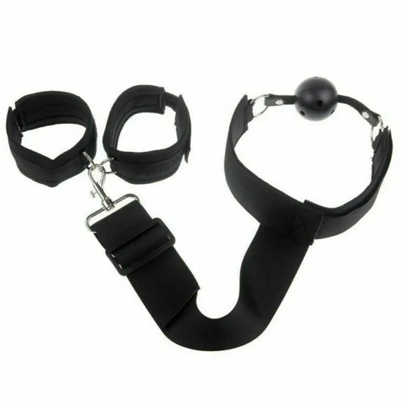 BDSM Bondage Gear Set Breathable Silicone Ball Mouth Gag Adjustable Handcuffs Restraints Erotic Sex Toys For Woman Couples