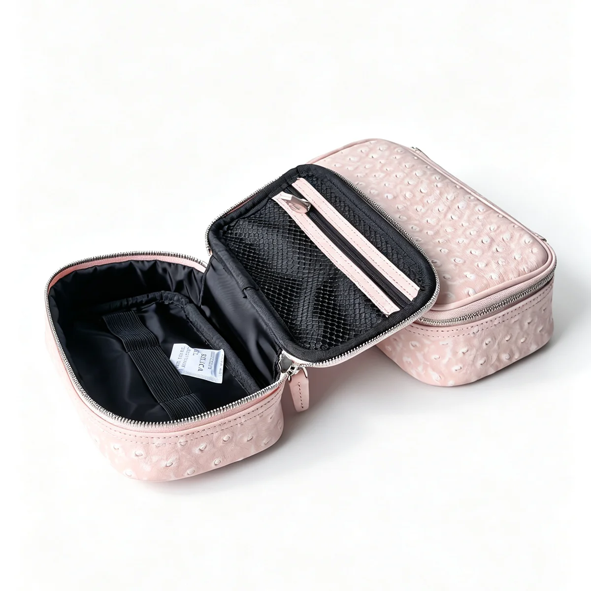 Neue Kosmetiktasche aus Straußenleder, tragbarer Reise-Kosmetik-Organizer, schneeweiß, für Damen, Handtasche, Toilettenartikel-Etui, Kosmetikbeutel – Detail 9