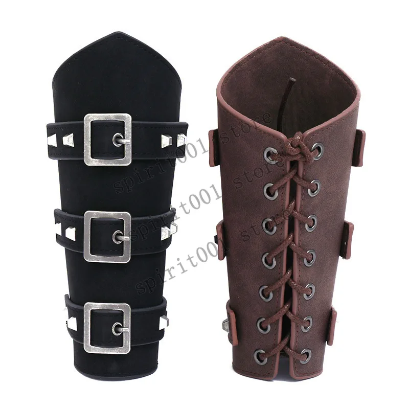 1 Pc Medieval Pu Leather Archery Arm Guard Forearm Guards Adjustable Bow Arm Protector Knight Armband Bracelet