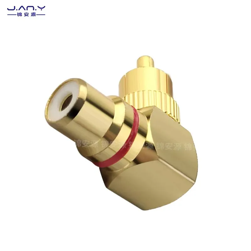 L-type copper gold plated RCA male to female adapter right Angle 90 degree bend AV Lotus audio and video line coaxial signal