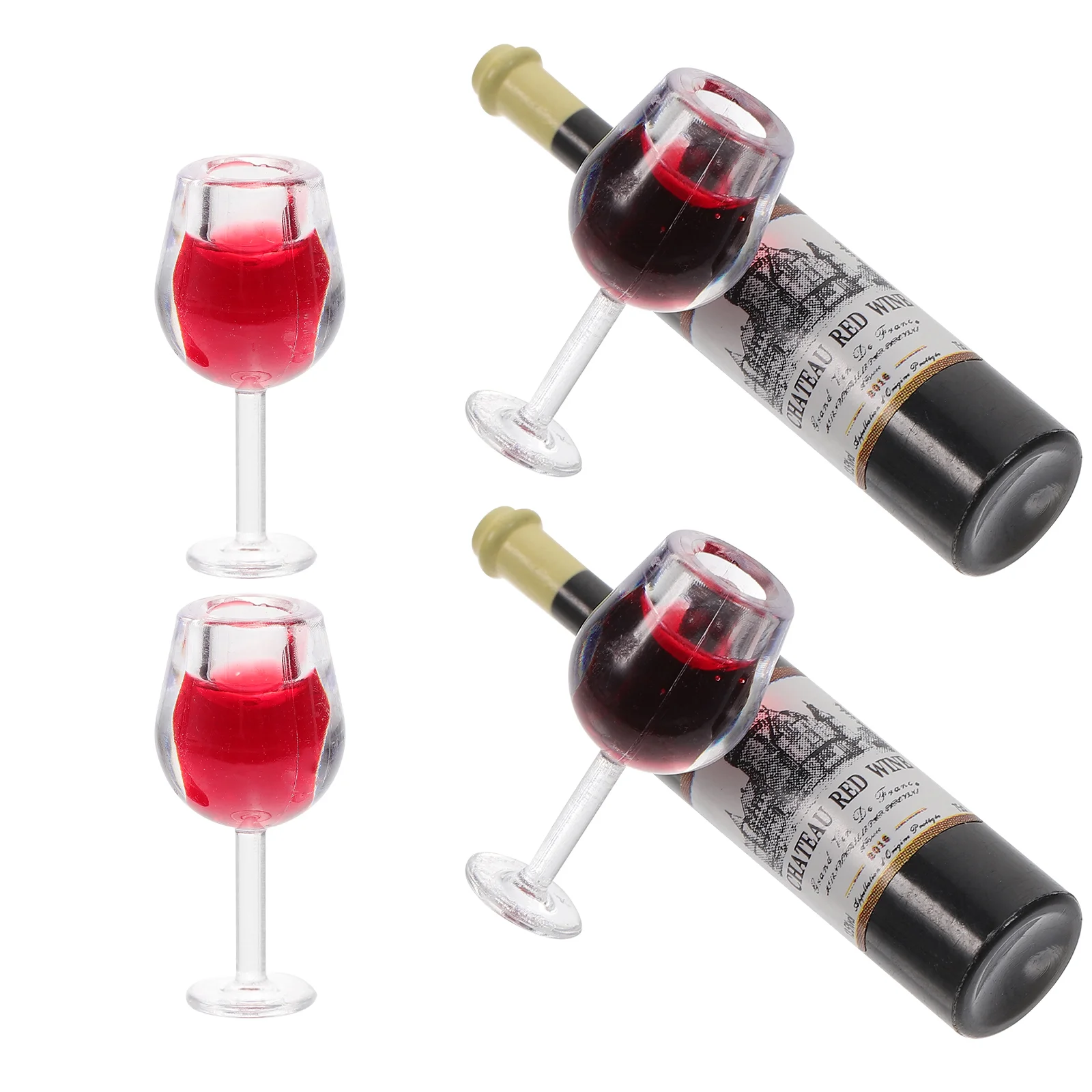 

2 Sets Miniature Ornaments Bottle Cocktail Glasses Things Stuff House Decor Bottles Toys