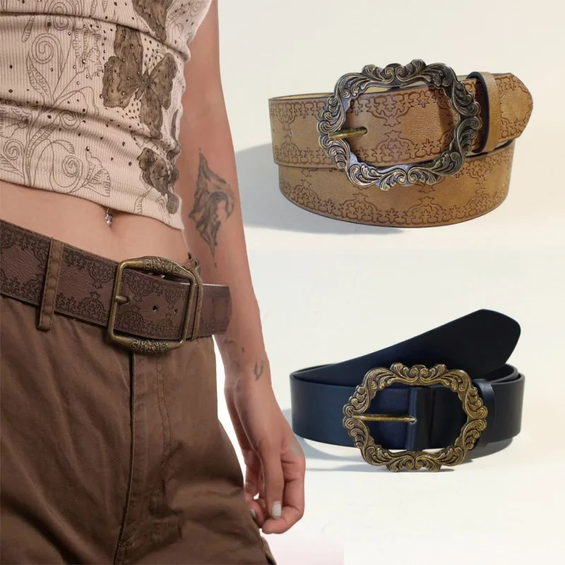 

Женские ремни, кожаный ремень из воловьей кожи, женский широкий ретро-модный корейский универсальный декоративный джинсовый ремень для женщин