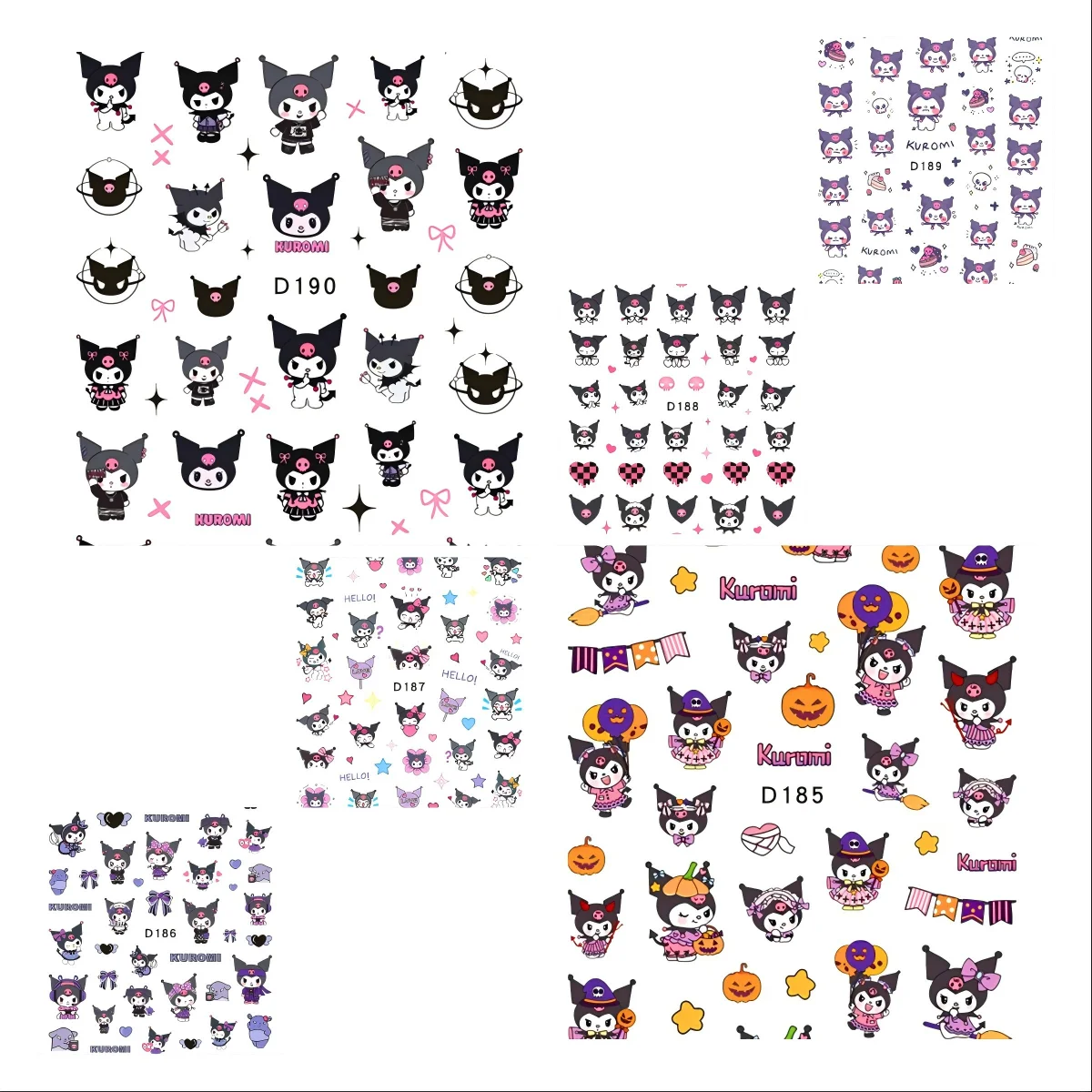 

16PCS Lightweight Sanrio Nail Stickers Colorful Character Nail Art Decor Japanese Style Student Party Daily Wear Stickers