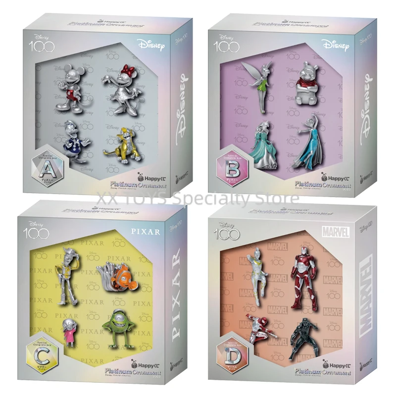 Happy Kuji Disney 100 Years Disney Platinum Ornament Mickey Mouse Pixar Marvel Special Complete Platinum Ornament Box Set Model