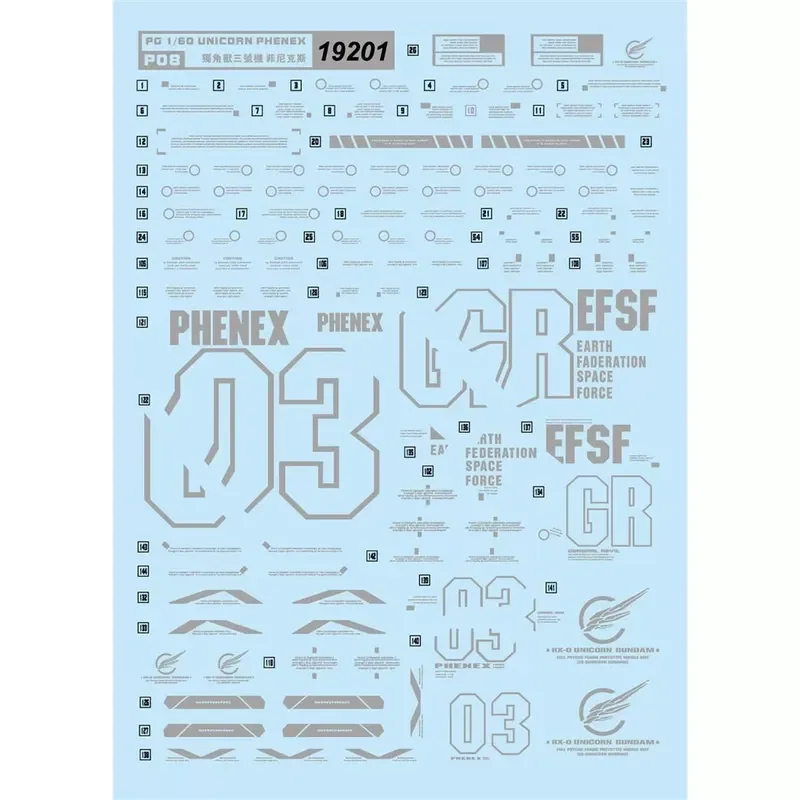 ZhongHuan High-Precision Bronzing Waterslide Decals for PG Phenex Unicorn No. 3 Hobby DIY Accessories