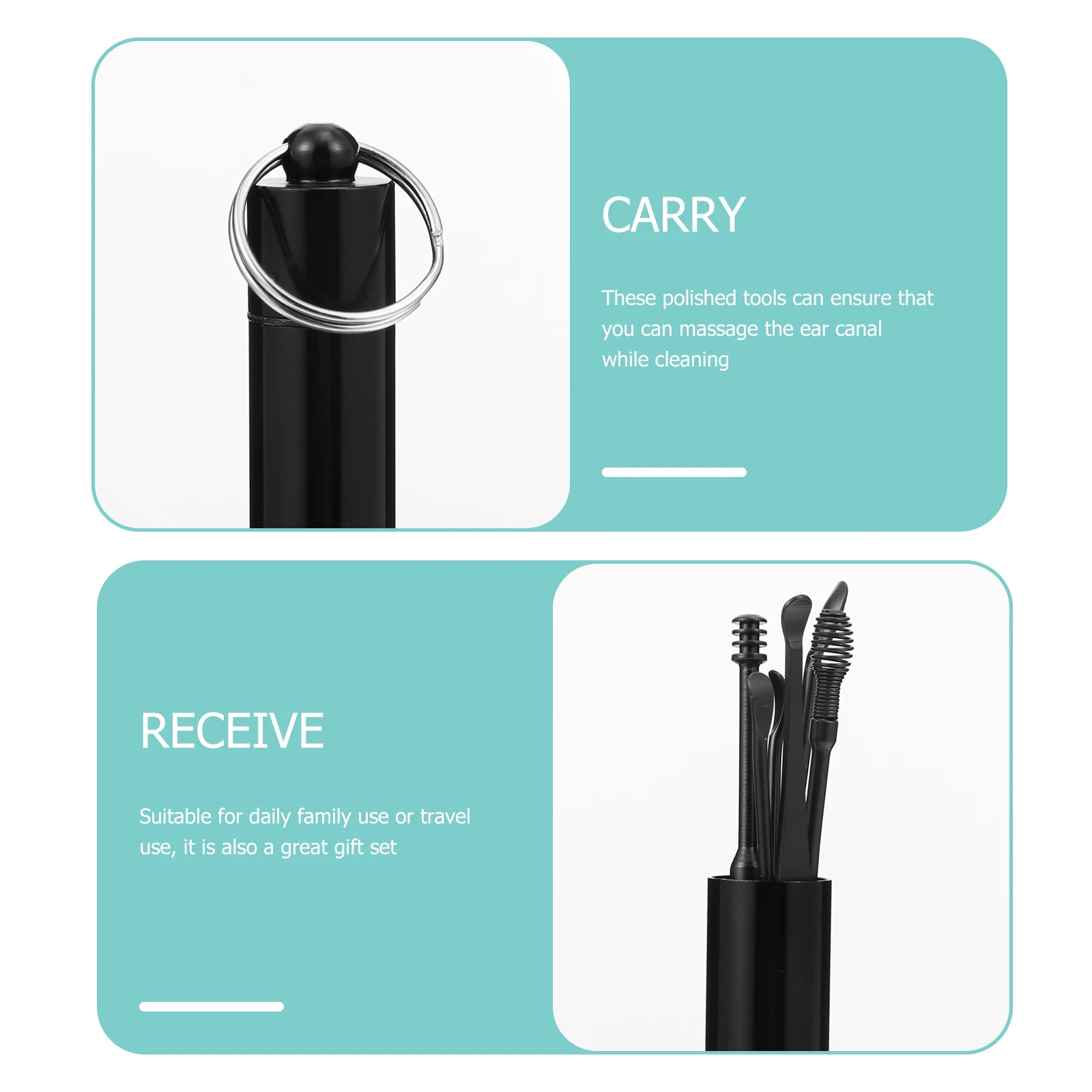 

1 комплект, набор для удаления воска из нержавеющей стали, чистящие средства, прочные набор, портативные набор для чистки воска, многоцелевой набор для чистки ушей