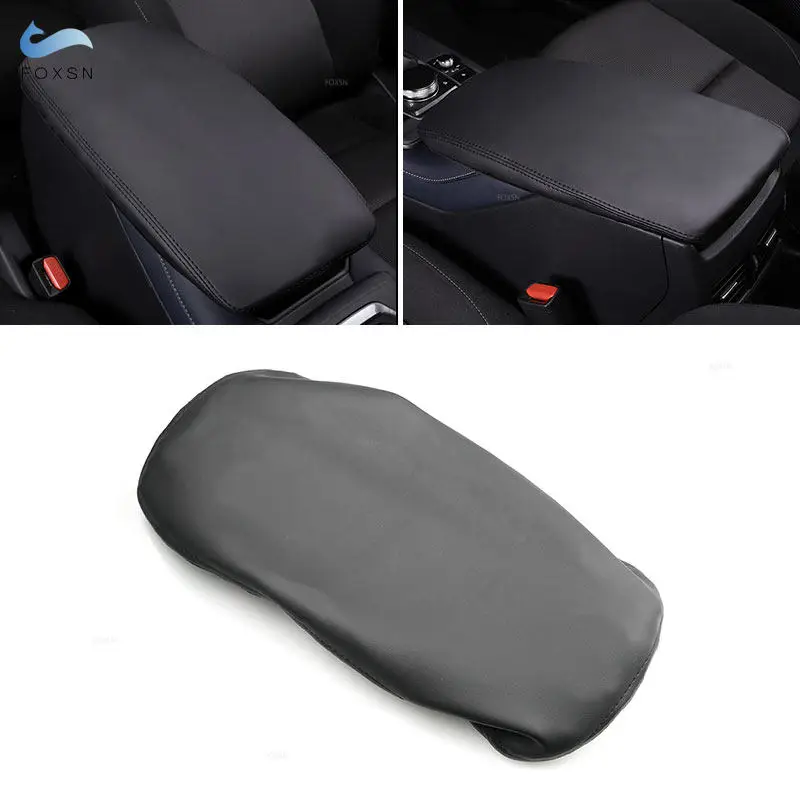 Soft Black Leather Console Armrest Cover For Mazda CX-30 CX30 2020 2021 Car Center Control Armrest Box Skin Cover Trim